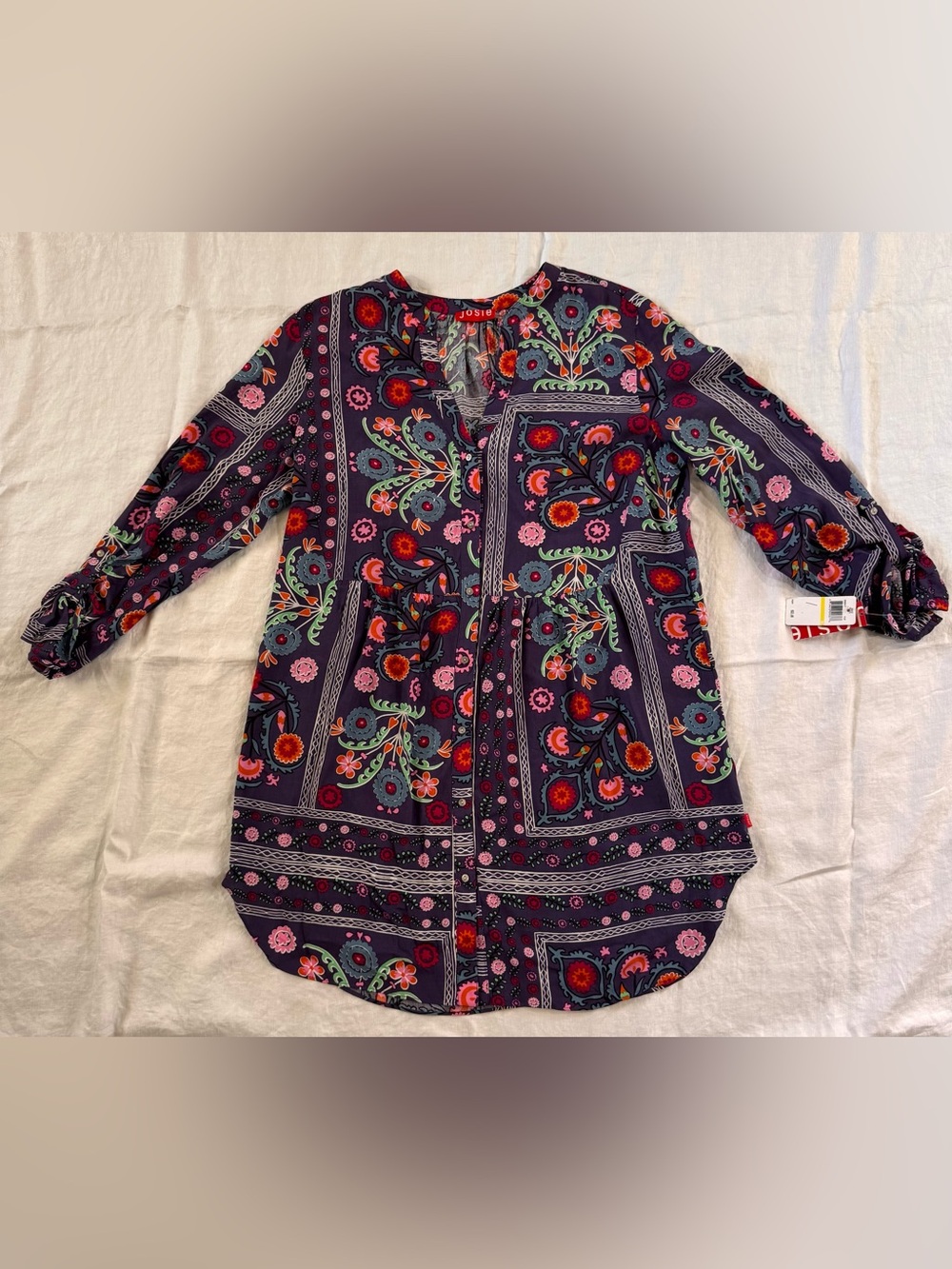 NWT Josie by Natori Fairytale Floral Sleep Shirt Tunic Purple M